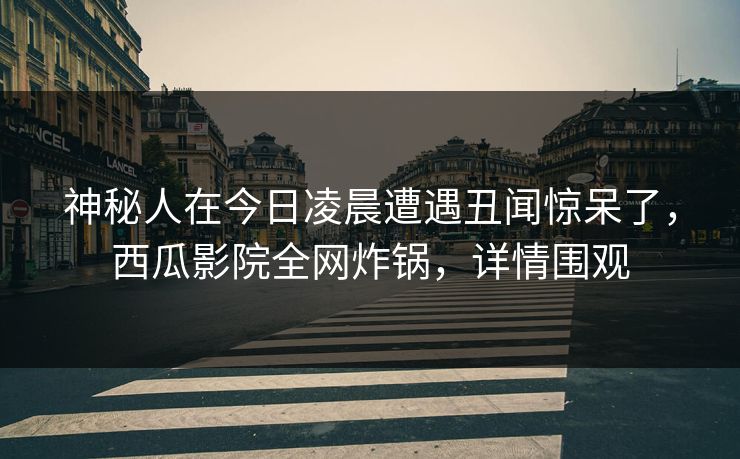 神秘人在今日凌晨遭遇丑闻惊呆了，西瓜影院全网炸锅，详情围观