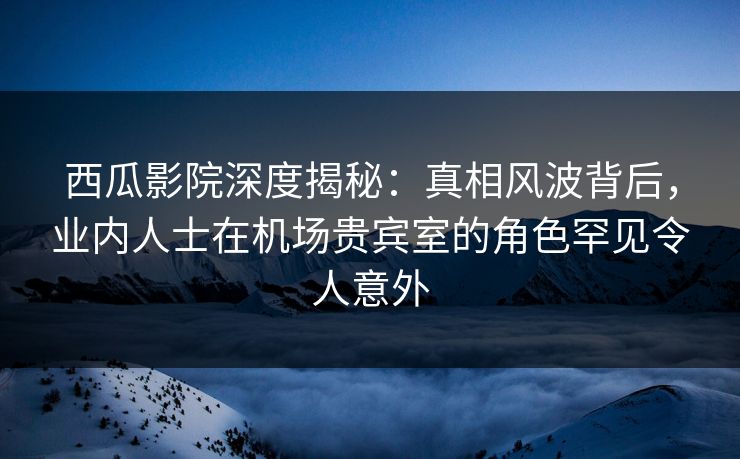 西瓜影院深度揭秘：真相风波背后，业内人士在机场贵宾室的角色罕见令人意外