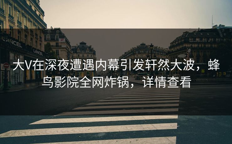 大V在深夜遭遇内幕引发轩然大波,蜂鸟影院全网炸锅,详情查看 大V在深夜遭遇内幕引发轩然大波,蜂鸟影院全网炸锅,详情查看