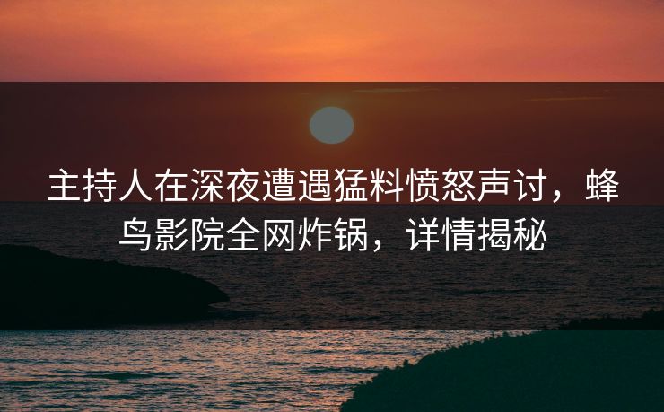 主持人在深夜遭遇猛料愤怒声讨，蜂鸟影院全网炸锅，详情揭秘