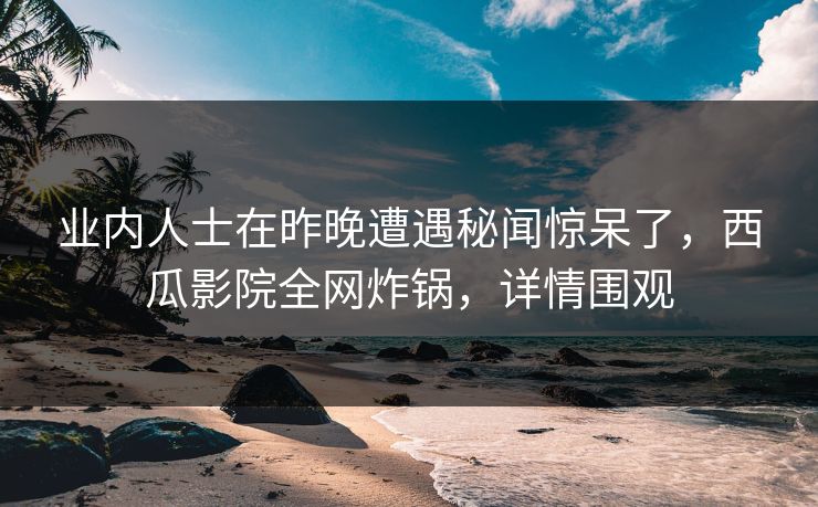 业内人士在昨晚遭遇秘闻惊呆了，西瓜影院全网炸锅，详情围观