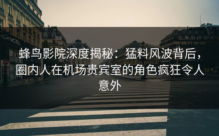 蜂鸟影院深度揭秘:猛料风波背后,圈内人在机场贵宾室的角色疯狂令人意外 蜂鸟影院深度揭秘:猛料风波背后,圈内人在机场贵宾室的角色疯狂令人意外