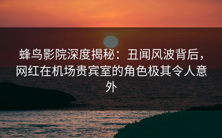 蜂鸟影院深度揭秘:丑闻风波背后,网红在机场贵宾室的角色极其令人意外 蜂鸟影院深度揭秘:丑闻风波背后,网红在机场贵宾室的角色极其令人意外